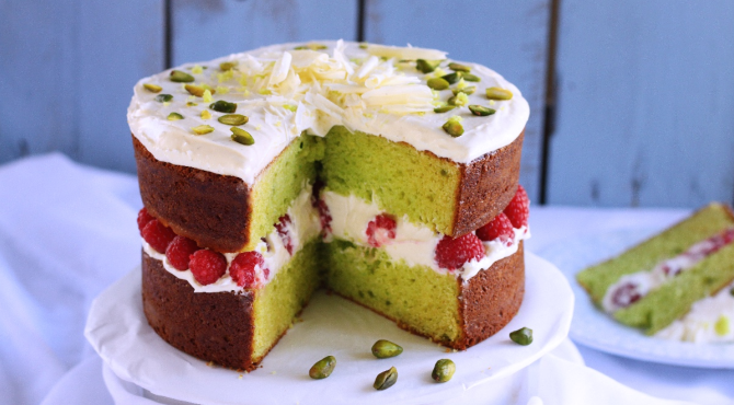 Layers of delicacy: Pistachio Raspberry cake