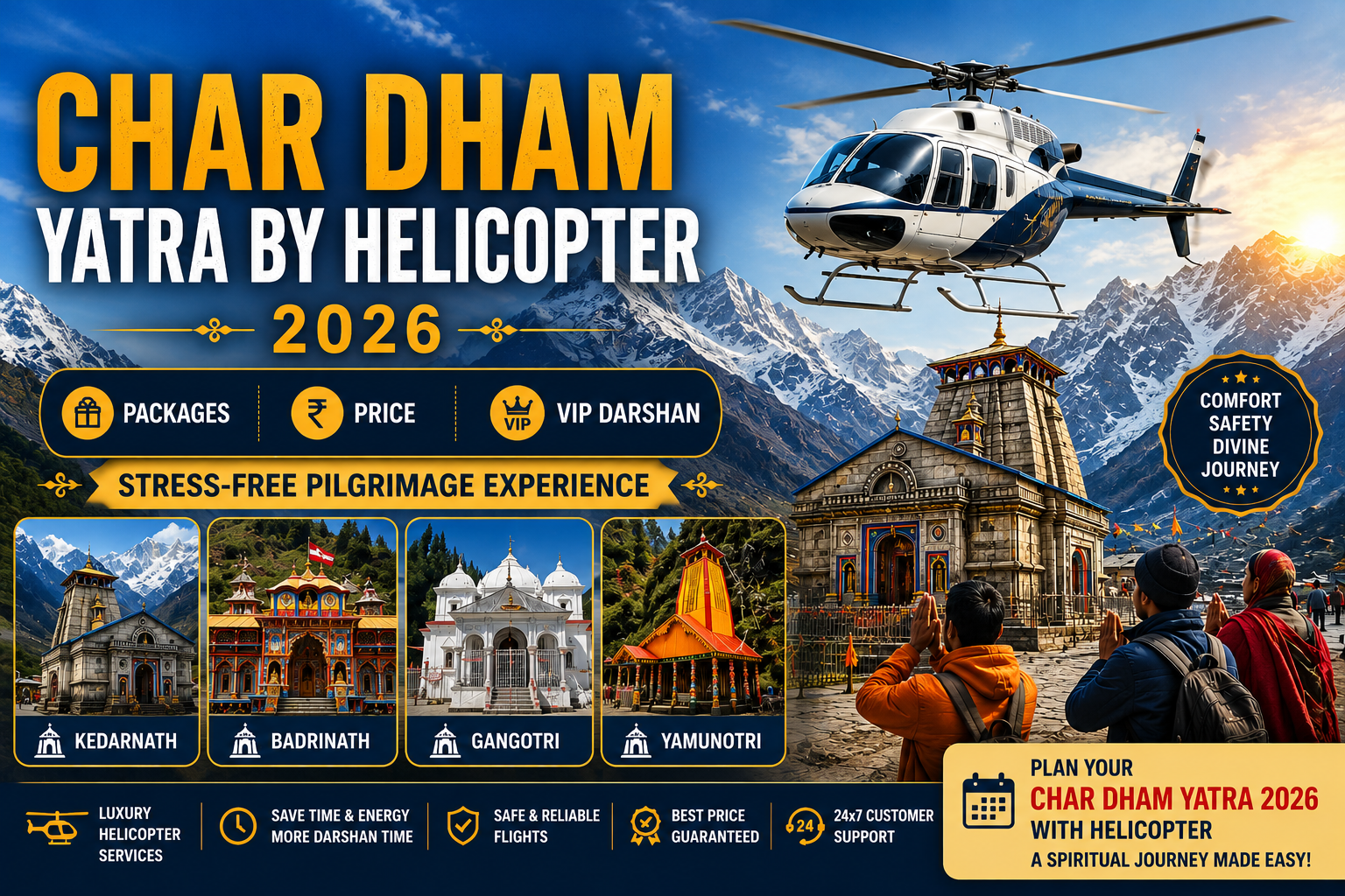 Char Dham Yatra by Helicopter 2026: Packages, Price, and a Stress-Free Pilgrimage