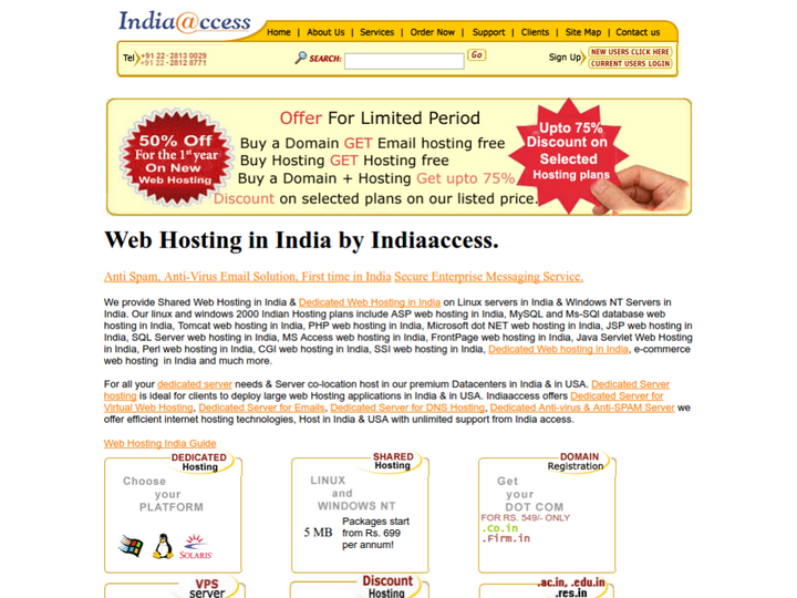 Indiaaccess Web Hosting on 10Hostings